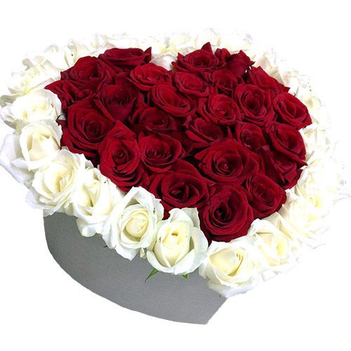 Фото товара 51 троянда серце у спеціальній коробці у Тернополі