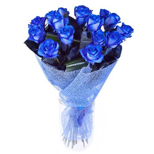 Фото товара 17 блакитних троянд (фарбованих) у Тернополі