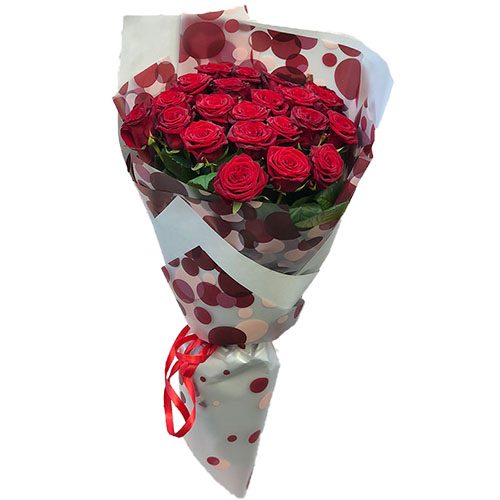 Фото товара 21 червона троянда в пакуванні у Тернополі