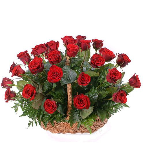Фото товара 35 червоних троянд у кошику у Тернополі