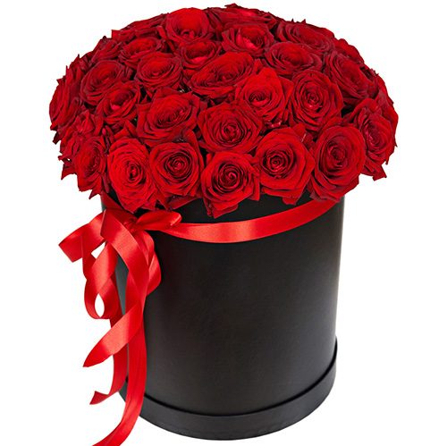 Фото товара 51 троянда червона у капелюшній коробці у Тернополі