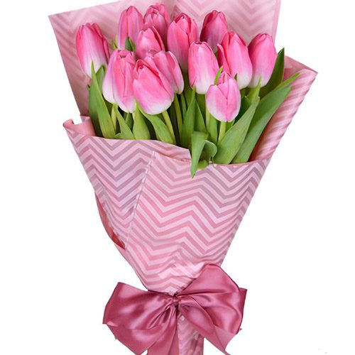 Фото товара 15 рожевих тюльпанів у Тернополі