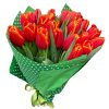 Фото товара 15 красно-жёлтых тюльпанов (с лентой) у Тернополі