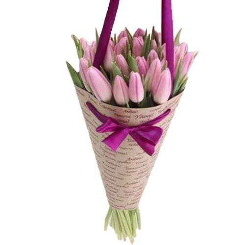 Фото товара 25 ніжно-рожевих тюльпанів у Тернополі