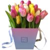 Фото товара 51 біло-рожевий тюльпан у коробці у Тернополі