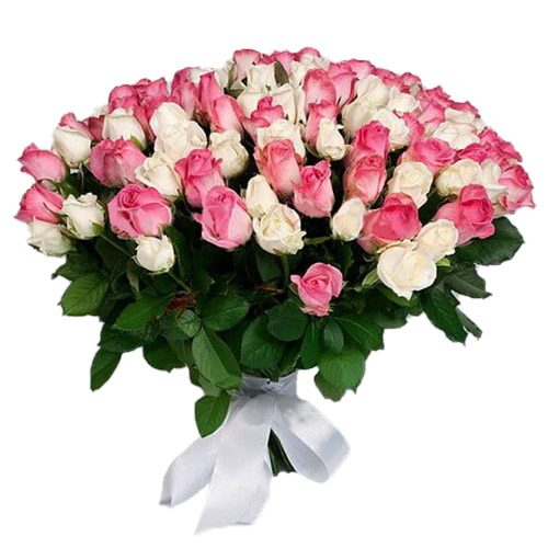 Фото товара 101 біла та рожева троянда у Тернополі