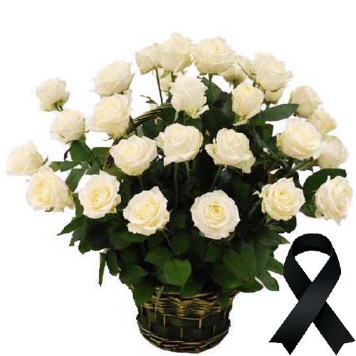Фото товара 36 білих троянд у кошику у Тернополі