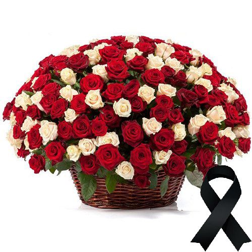 Фото товара 100 красно-белых роз в корзине у Тернополі