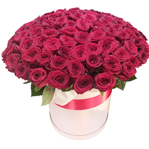 Фото товара 101 червона троянда у капелюшній коробці у Тернополі