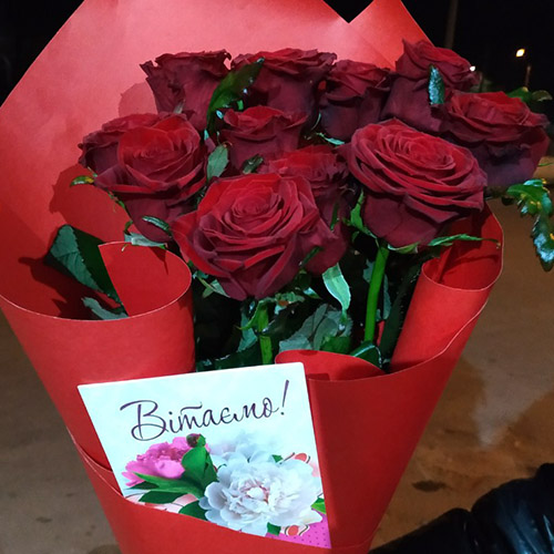 9 червоних троянд у Тернополі фото