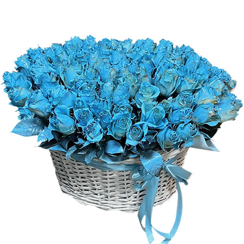 Фото товара 101 синяя роза в корзине у Тернополі