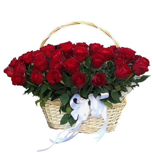 Фото товара 51 красная роза в корзине у Тернополі